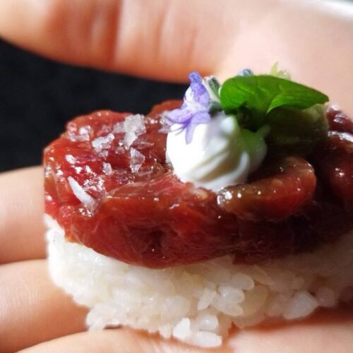 Oshi sushi di agnello | Oshi Sushi di agnello e carciofi Oshi Sushi di agnello e carciofi