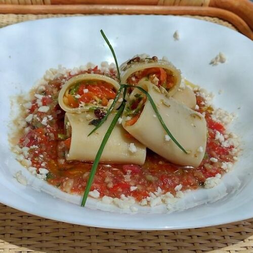 Paccheri ripieni di zucchine e peperoni. | Paccheri ripieni di zucchine e peperoni Paccheri ripieni di zucchine e peperoni
