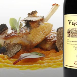 Petto di faraona farcito con porcini e castagne: abbinamento con il Vajoscuro Cesanese del Piglio D.O.C.G. Superiore Riserva di Giovanni Terenzi