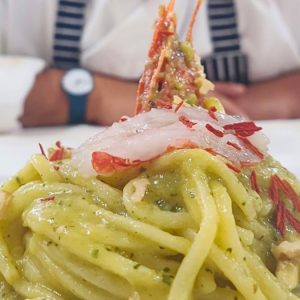 Tonnarelli con crema di cime di rapa noci e gambero osso | Tonnarelli con crema di cime di rapa, noci e gambero osso Tonnarelli con crema di cime di rapa, noci e gambero osso