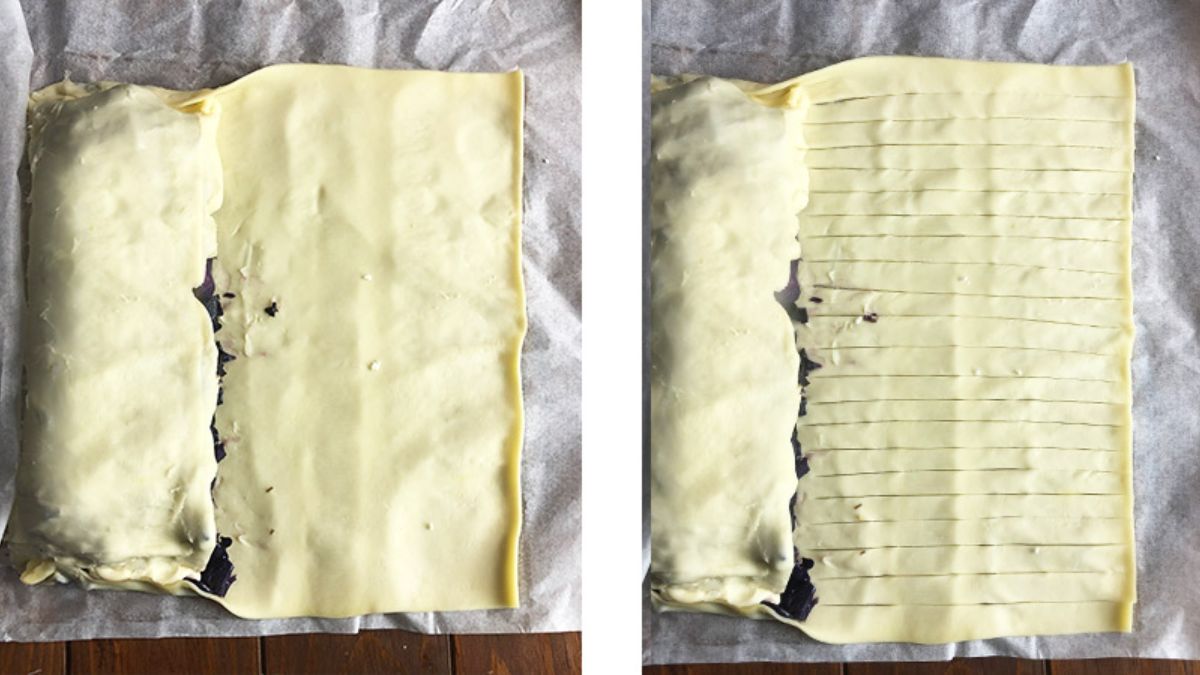 Strudel al cavolo viola, mele e formaggio