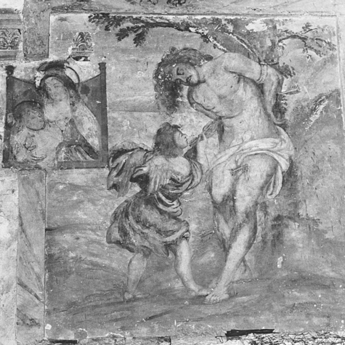 Arpino S. Sebastiano consolato da un Angelo | Questa volta non è S. Ambrogio ma è Ambrogio Arpino, S. Sebastiano consolato da un Angelo In alto a sinistra nel riquadro Madonna che allatta