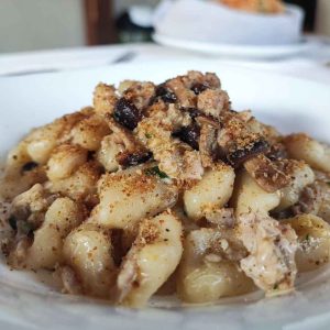 Gnocchetti acqua e farinaragu di conigliopioppini e polvere di cardoncelli | Gnocchetti acqua e farina con ragù di coniglio, pioppini e polvere di cardoncelli Gnocchetti acqua e farina,ragú di coniglio,pioppini e polvere di cardoncelli