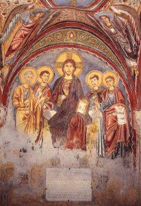 Anagni, Cattedrale, Cripta di S. Magno, Parete sottostante la Volta IV Secondo Maestro, Cristo tra Santi 