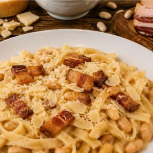 ricetta | Sagne pelose con cannellini, Gran Cacio di Morolo e guanciale artigianale di La Car Sagne pelose con cannellini, Gran Cacio di Morolo e guanciale artigianale di La Car